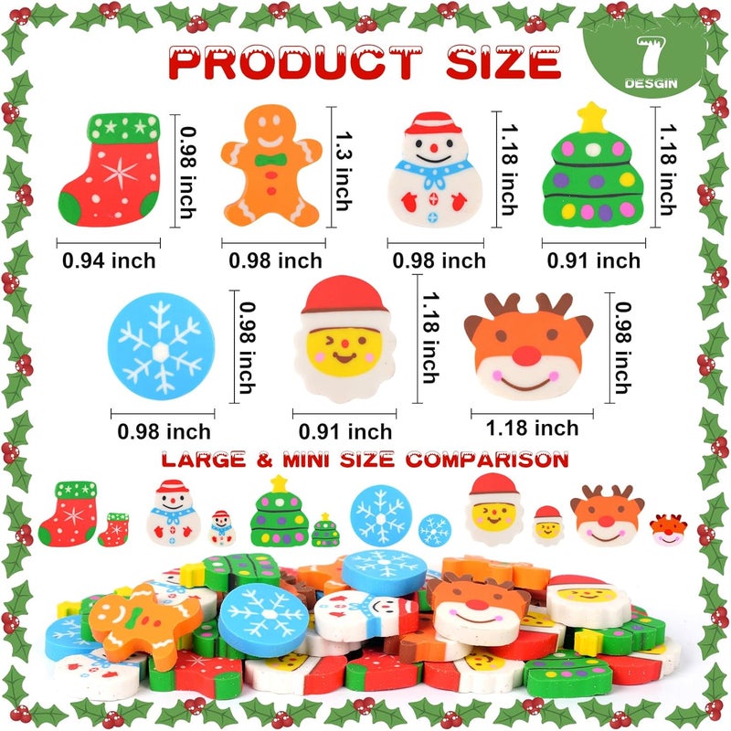 Wolpark 42 pcs Christmas Erasers for Kids Bulk Large Cute Snowflake Christmas Tree Pencils Erasers Novelty Desk Pets for Xmas Classroom Rewards Winter Kids Prizes Party Favors Goodie Bag Stuffers - Image 2
